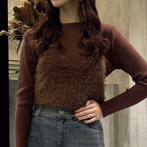 色もシルエットも万能！ファーベストSETリブニット【CLOCHE】